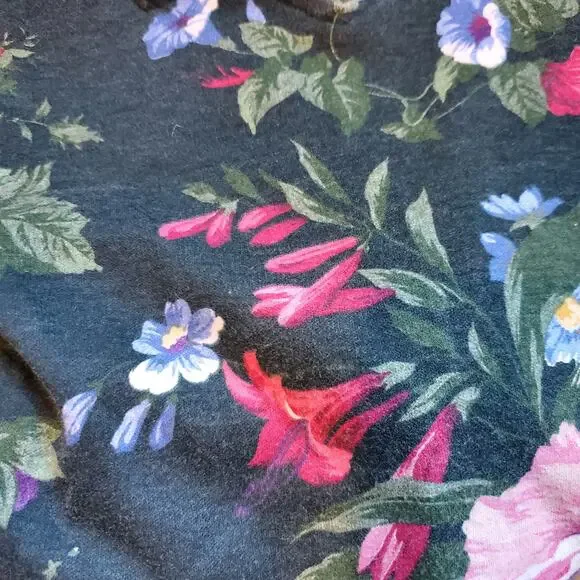 Vintage 80's Forest Green Floral A Line Fit and Flare Half Sleeve Midi Dress - Picture 8 of 12